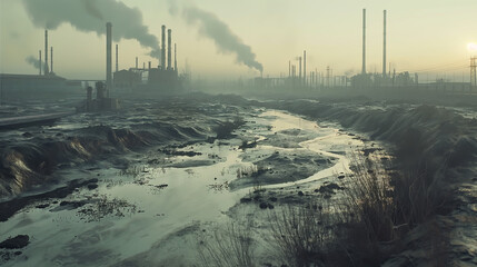 Factory chimney and factory smoke ready to release smoke environmental pollution	