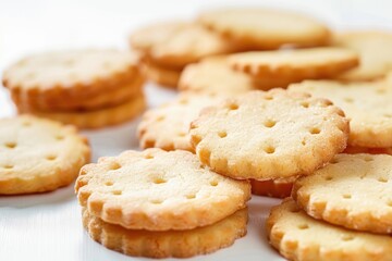 A stack of cookies with a hole in the middle