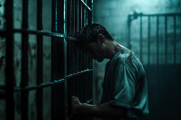 loss of freedom Sadly imprisoned behind bars in a cell.	
 - obrazy, fototapety, plakaty