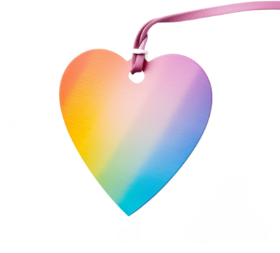 rainbow heart shape price tag isolated on white or transparent background,transparency 