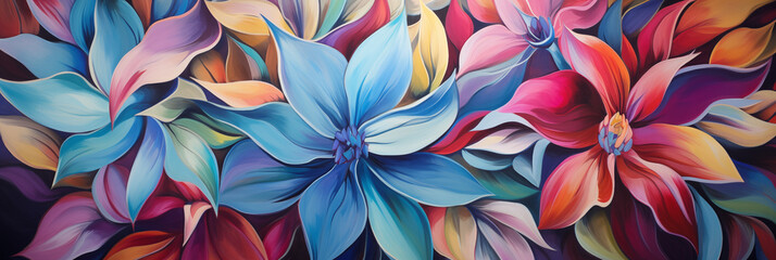 abstract oil painting flowers, leaves art design
