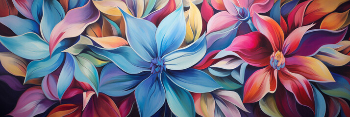 abstract oil painting flowers, leaves art design