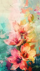 Floral spring art poster and decoration