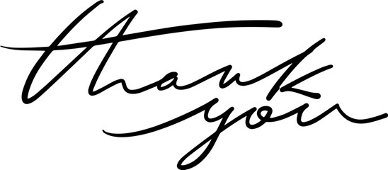 Thank you handwritten text vector material 