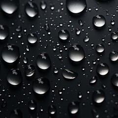 water droplets on all black, matte background