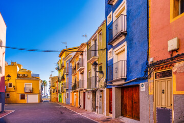 colorful city landscape from the city of Villajoyosa in Spain