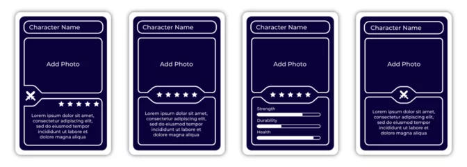 Fotobehang complete bundle game card border template with blue dark color for game card © Farhan
