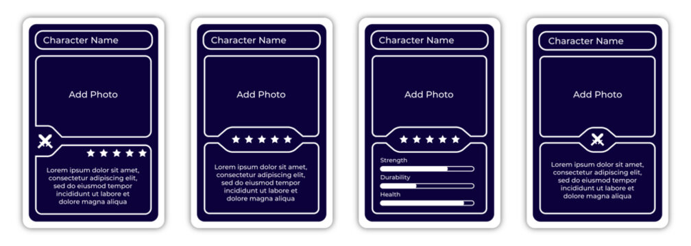 complete bundle game card border template with blue dark color for game card