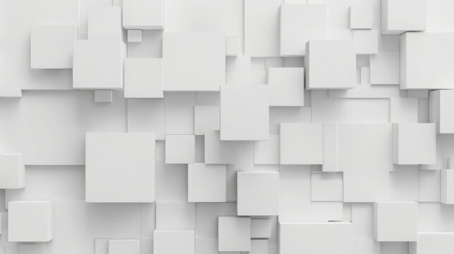 Random offset inset white cube boxes or block background wallpaper banner with copy space,