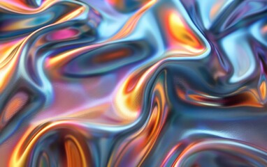 Shimmering holographic liquid creates a futuristic metallic sheen, perfect for a modern, cutting-edge design.