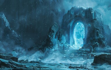 Fantasy portal glowed, inviting travelers to cross into a realm of enchantment.