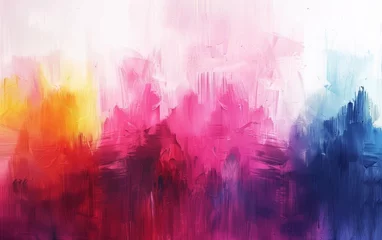 Fotobehang Vibrant hues and textures come to life in this panoramic abstract art piece, perfect for adding a splash of color to any space. © Janjira