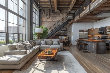 Modern Loft Living Space with Industrial Elements