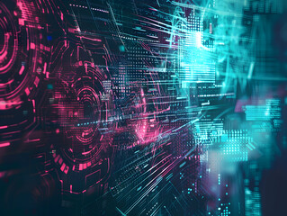 Fototapeta premium Abstract Cybersecurity Evolution Concept Digital Technology Matrix Background.