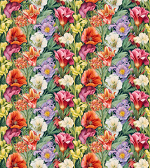 Fototapeta na wymiar Botanical background, floral repeating patterns, seamless flowers, nature illustration, flowers, vibrant flowers 