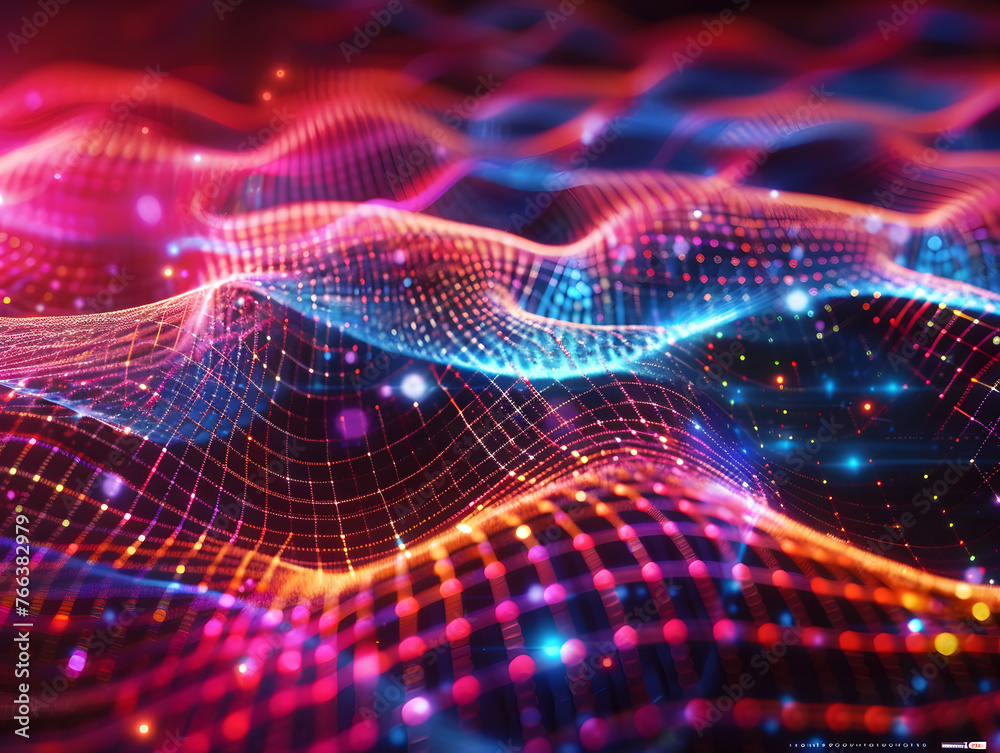 Poster cybernetic symphony: enigmatic encryption algorithm dance in abstract background