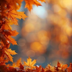 Naklejka na ściany i meble The vibrant orange leaves create a stunning backdrop for a cozy autumn gathering.