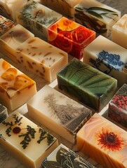 Unveil a unique storytelling experience with soap bars that transform into visual tales over time craft intricate layers of images within each bar, waiting to be discovered with every wash  - obrazy, fototapety, plakaty