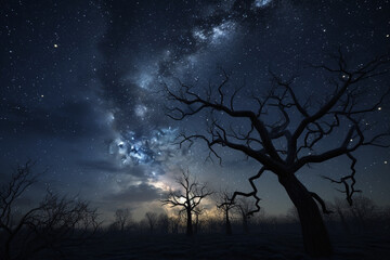 Fototapeta premium night landscape with moon background, created using generative AI tools