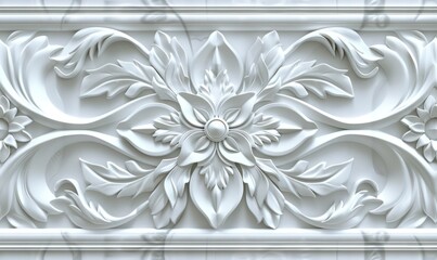 Abstract 3d floral seamless tile with Victorian style