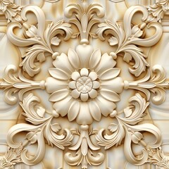 Featuring a Victorian style, this 3D floral seamless pattern is ideal for use as a ceiling background.
