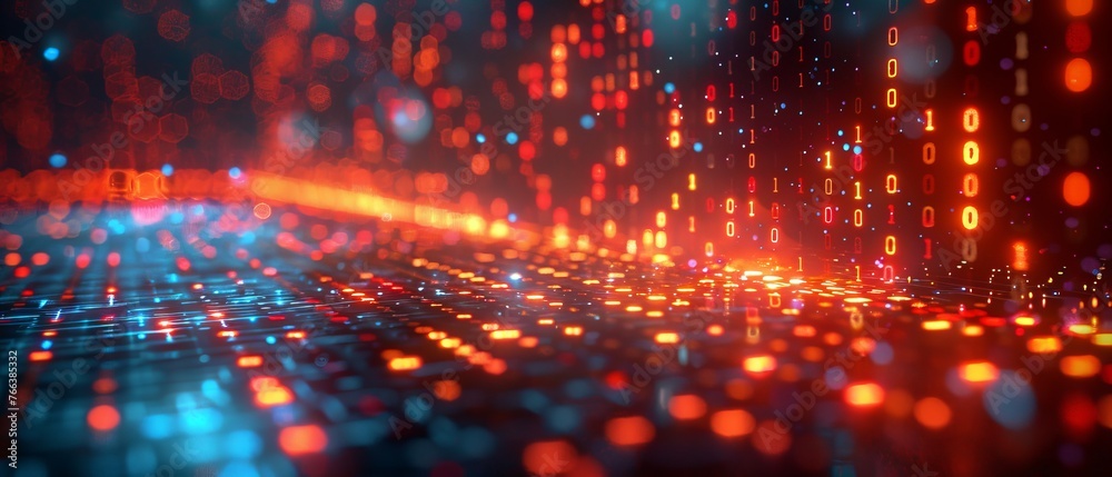 Aufkleber Concept of digital transformation. System engineering. Binary code. Programming.
