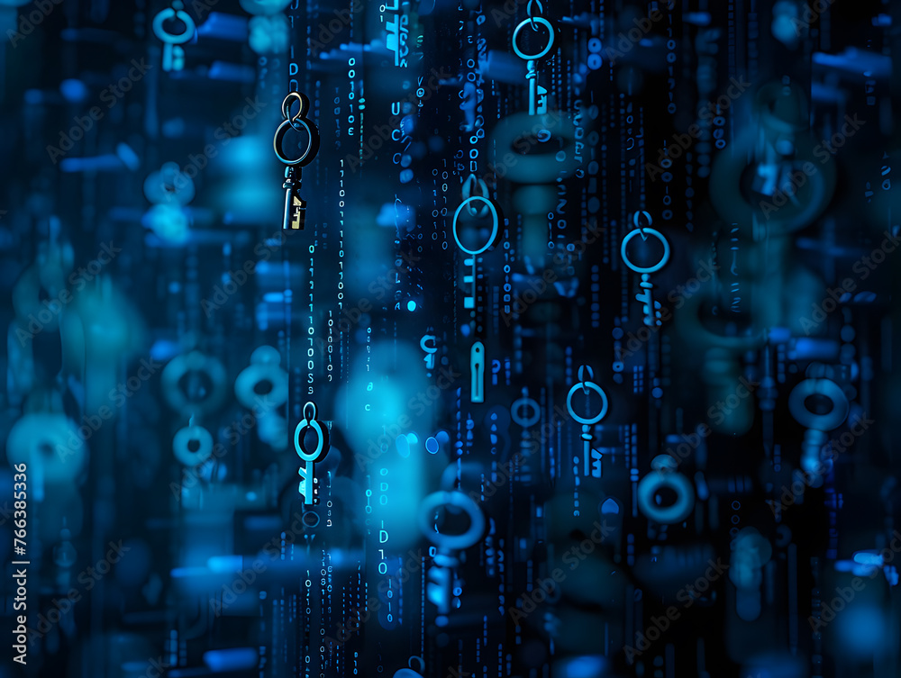 Poster abstract digital encryption keys symphony background artistic visual creation.