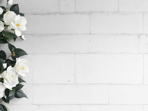 Dark white wall shadow background with flowers as decoration in a free photo