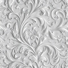 A pale gray acanthus pattern, monochrome for wallpaper, ceiling background concept - obrazy, fototapety, plakaty