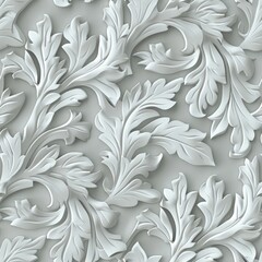 A pale gray acanthus pattern, monochrome for wallpaper, ceiling background concept