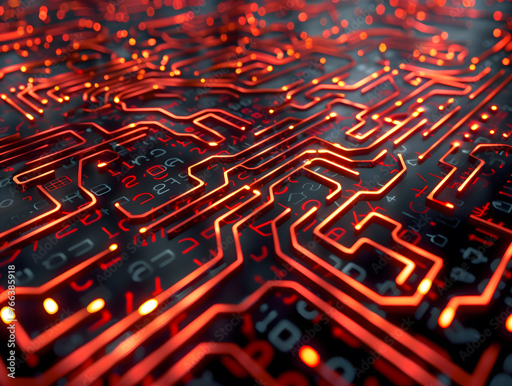 Poster digital labyrinth binary code abstract background technology concept.