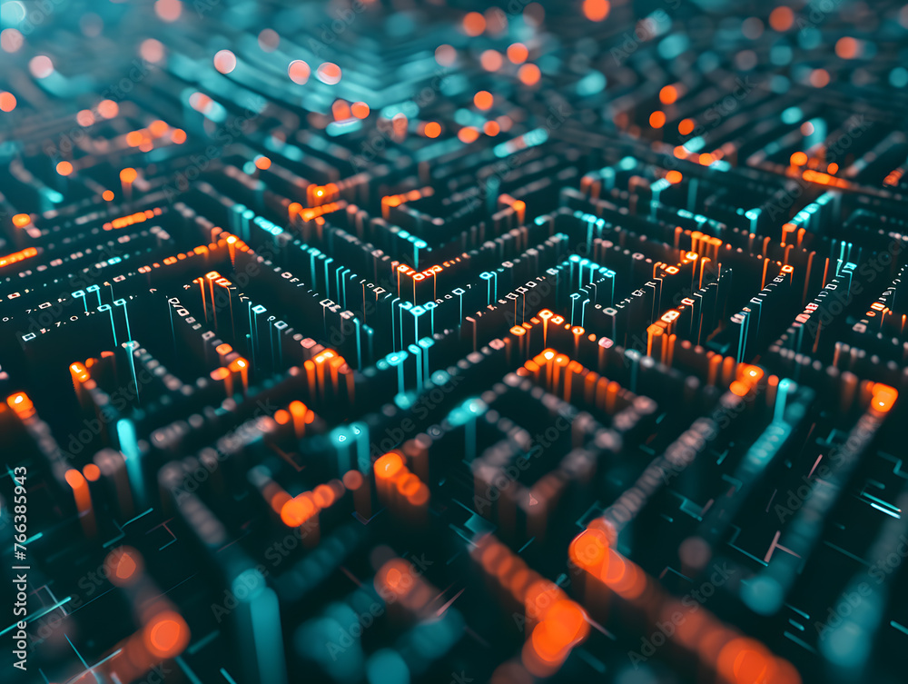 Poster binary code labyrinth abstract background technology concept design