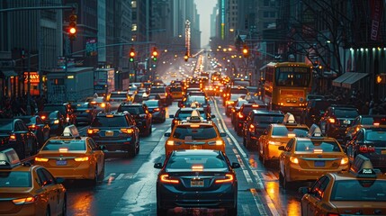 Fototapeta na wymiar Neon-Lit Cityscape:Capturing the Pulsing Rhythm of Urban Traffic in the Bustling Metropolis