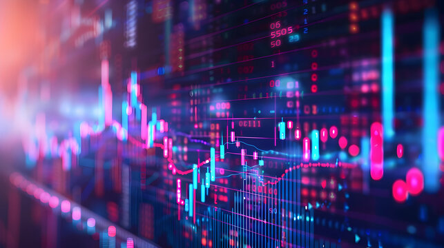 Captivating Digital Data Visualization of Financial Market Trends and Analytics © yelosole