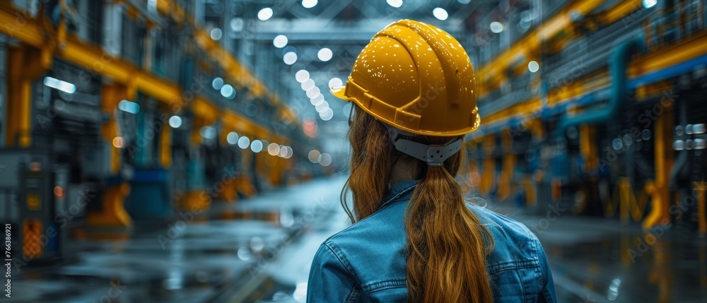 Aufkleber full-skilled factory worker engineer team, workshop for factory operators, mechanical engineering te