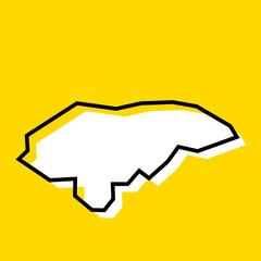 Honduras country simplified map. White silhouette with thick black contour on yellow background. Simple vector icon