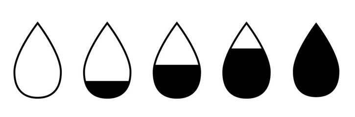 Drop icon set isolated on white background. Water drop symbol vector. - obrazy, fototapety, plakaty