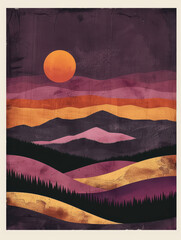 Layers of warmth in a serene mountainous sunset.