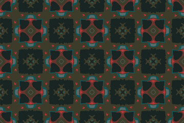 seamless contemporary Batik pattern with floral elements
