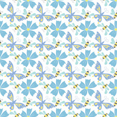 Fototapeta na wymiar Spring floral pattern. Seamless pattern with flowers
