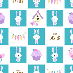 easter seamless pattern with cartoon elements
