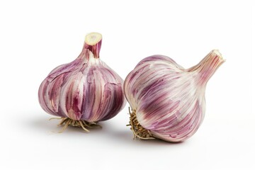 whole fresh garlic on white isolated background 