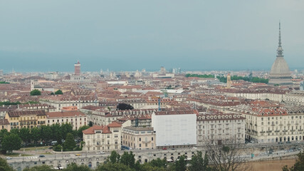 Top view of Turin cityscape