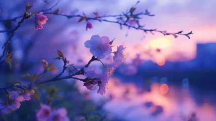 Fototapete Beautiful blooming flowers at dawn in the spring morning © Matthew