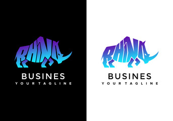 Ilustration lettering rhino logo design © Panjulk