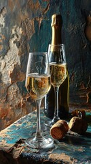 Effervescent elixir: sparkling wine, a bubbly celebration encapsulated in every sip, a golden symphony of effervescence and refined elegance for moments of joyous revelry.