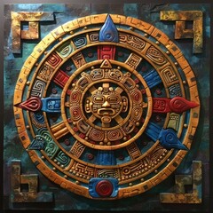 Ancient Mayan Calendar with Hieroglyphs and Astronomy Symbols: Unraveling the Apocalypse Prophecies