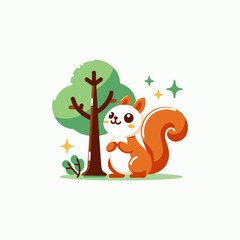 Cute squirrel portrayed in a vector illustration