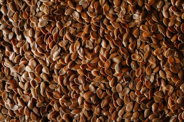 Flaxseed Background with Brown Seeds. Flat Lay Image with Copy Space. Ideal for Linen and Healthy Living Themed Visuals