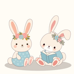 Happy Easter Rabbit Icon. Cute Easter Bunny Mascot. Traditional Spring Holiday Decoration Rabbit Funny Character Symbol Illustration Art.	
